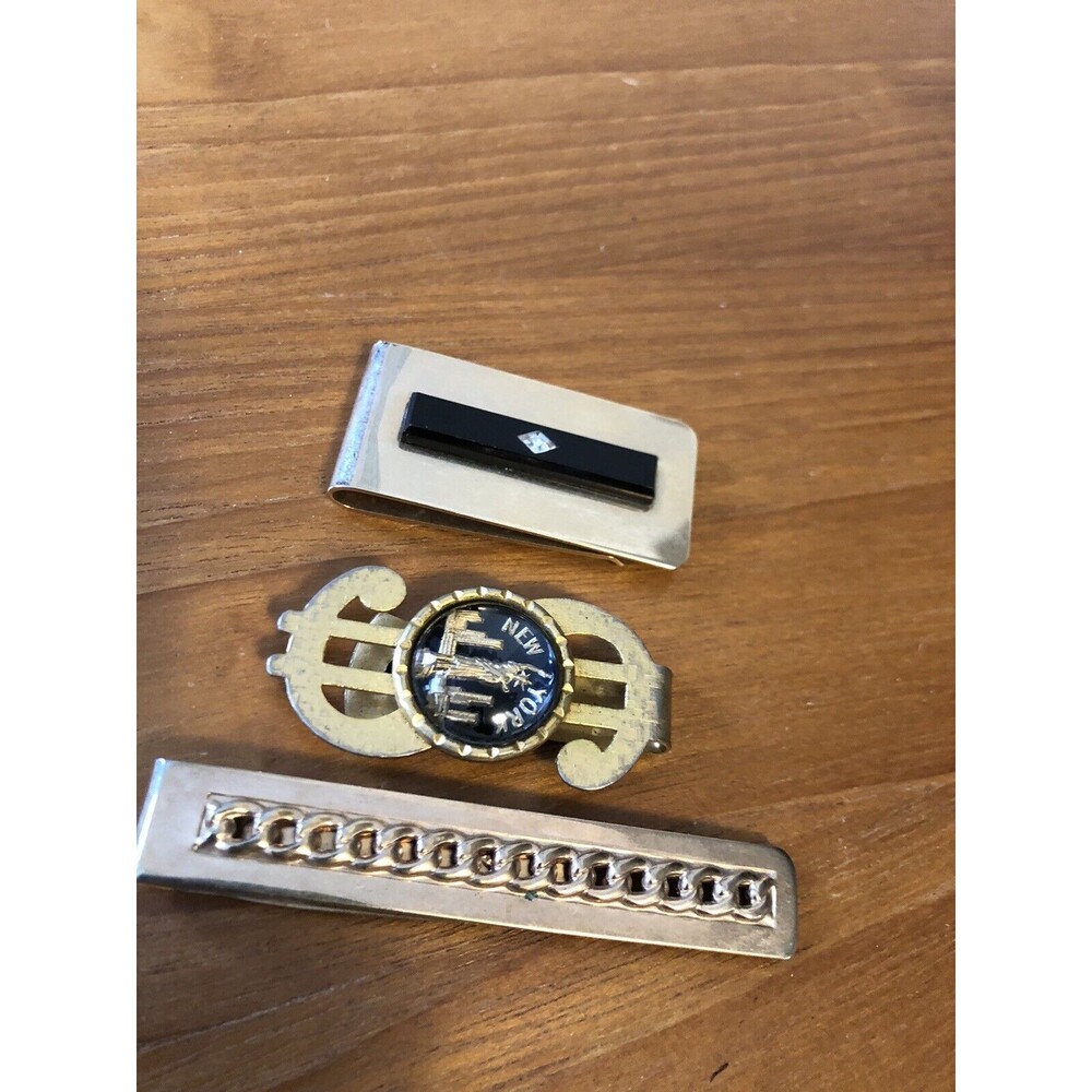 Vintage Lot of Mens 1 Tie Bar and 2 Money Clips